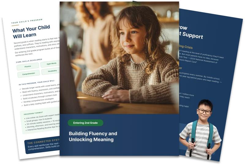 Sample pages from the School-Year Reading Program grade brochures