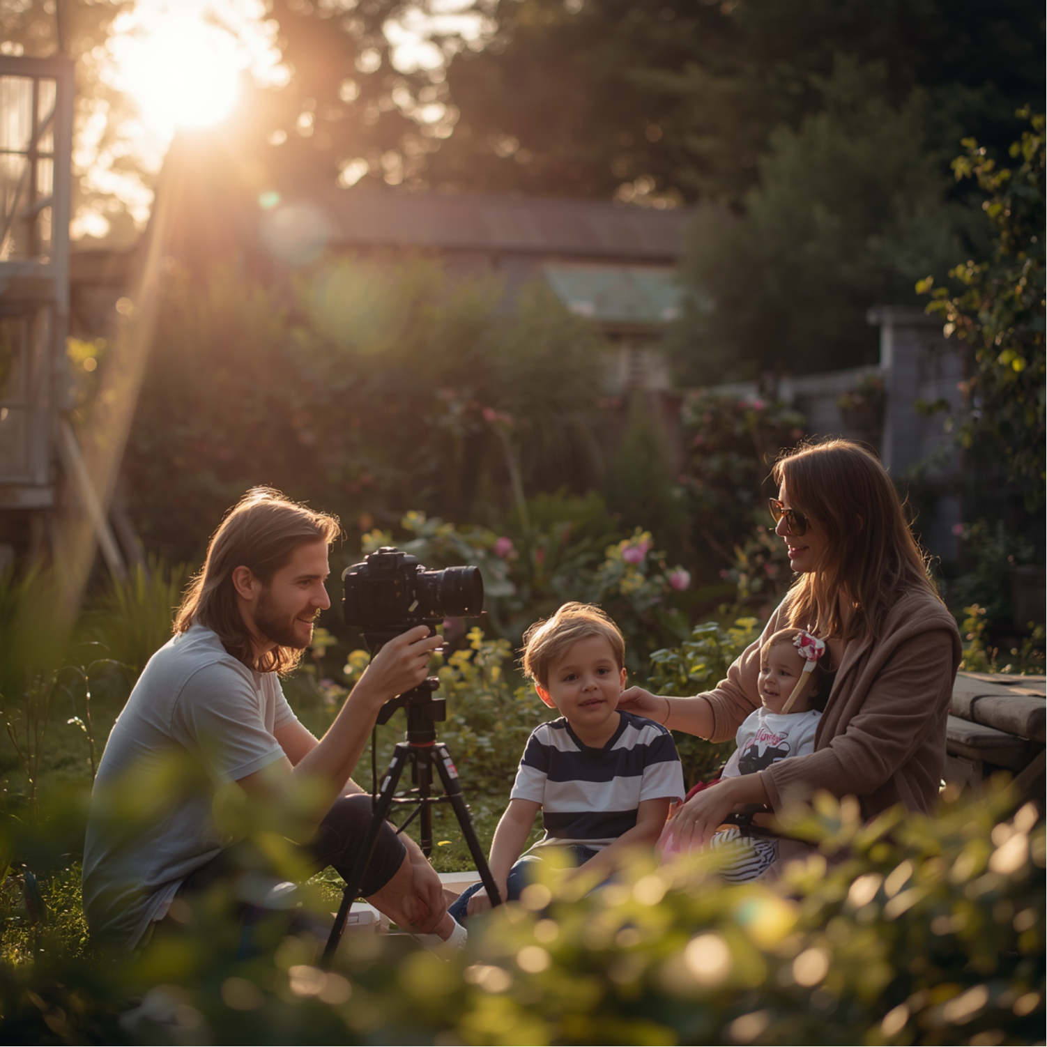 Parenting influencer creating content